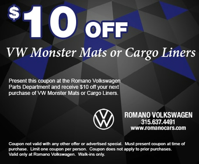 $10 Off VW Monster Mats or Cargo Liners