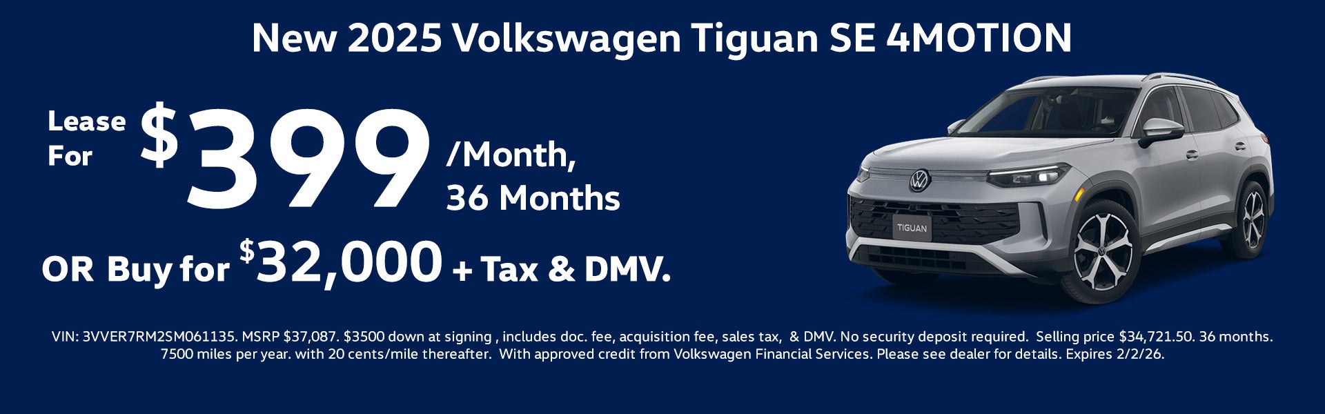 New 2025 VW Tiguan SE 4MOTION