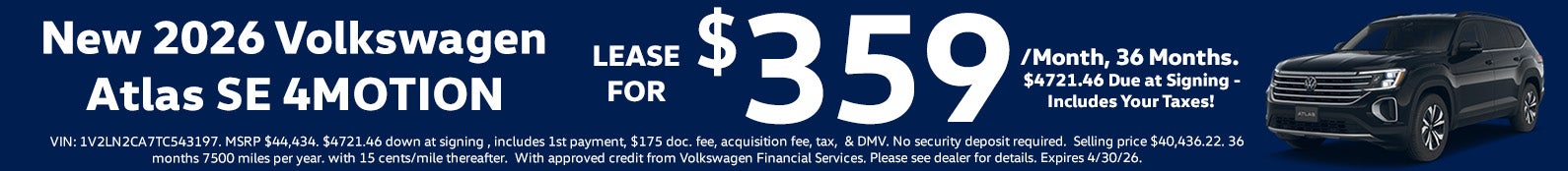 New 2026 Atlas Lease