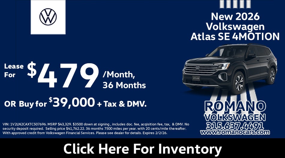 New 2026 Volkswagen Atlas SE 4MOTION